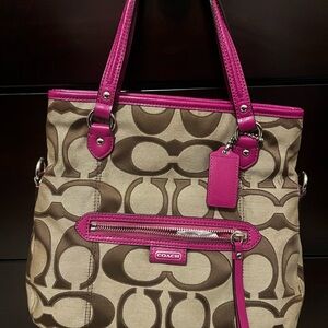 Coach Brown and Pink Signature Tote
